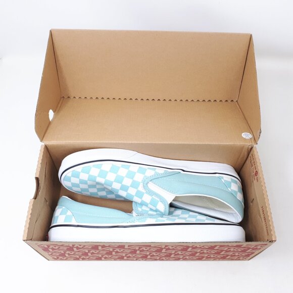 Vans Classic Slip On Checkerboard Canal Baby Blue Low Shoe Sneaker Womens Size - Picture 11 of 11